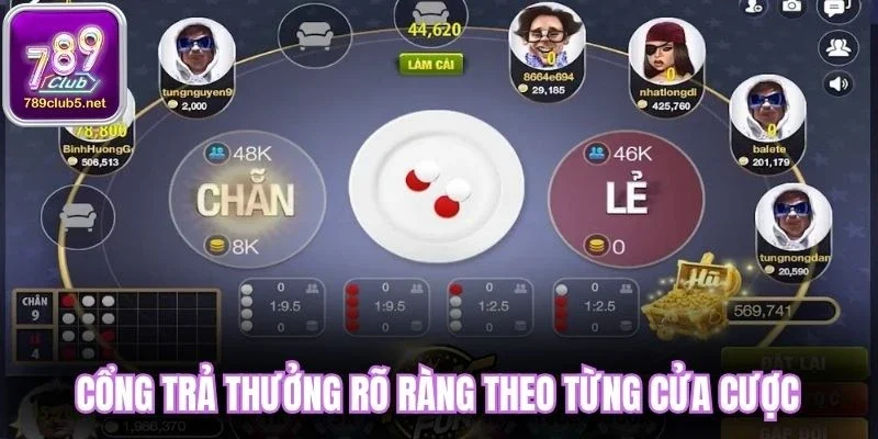 Cổng trả thưởng rõ ràng theo từng cửa cược